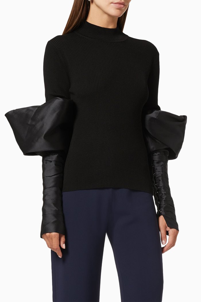 

Turtleneck with Couture Sleeves, Black