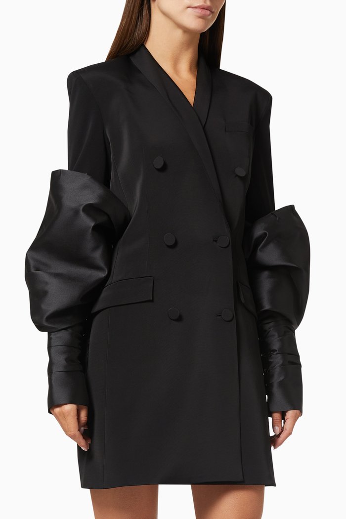 

Tuxedo Dress with Couture Sleeves, Black