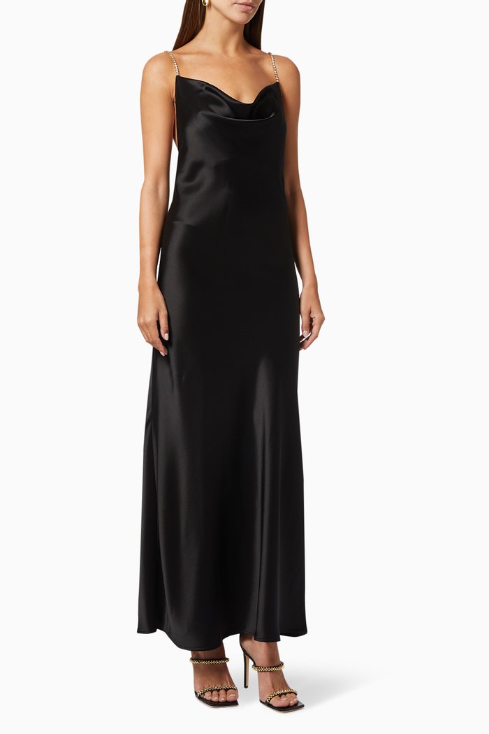 

Spotlight Midi Dress in Satin, Black