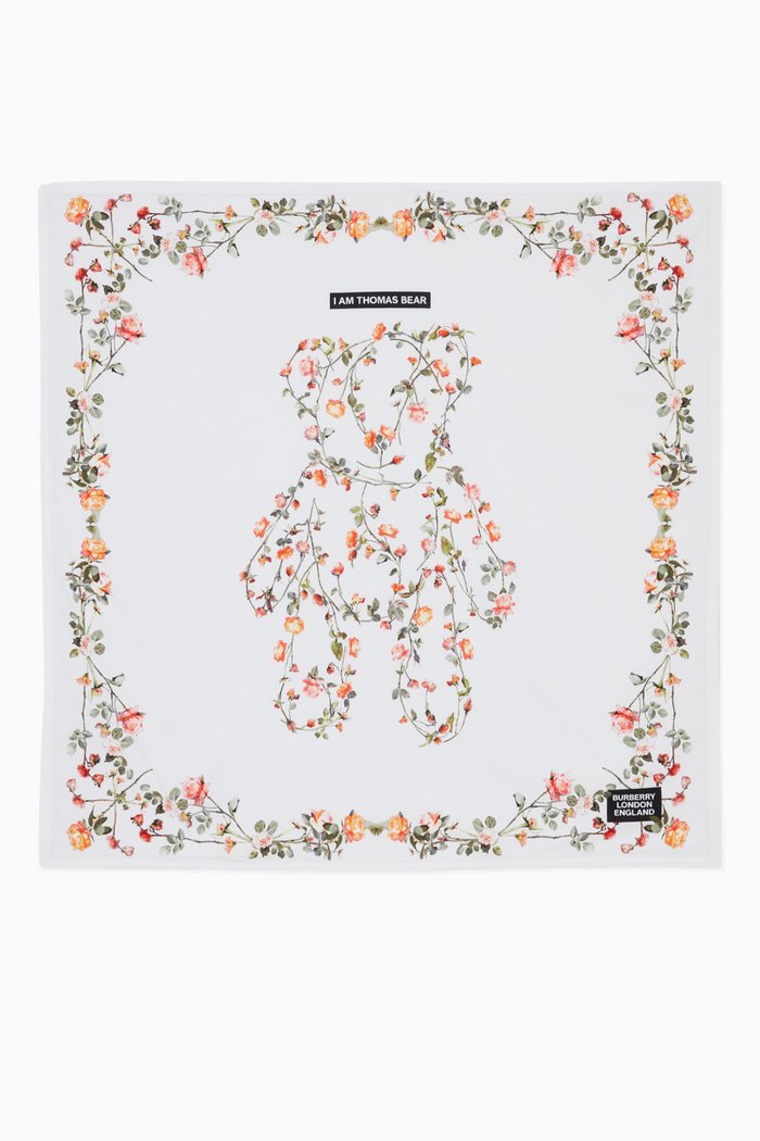 

Baby Blanket with English Roses Print in Cotton, White
