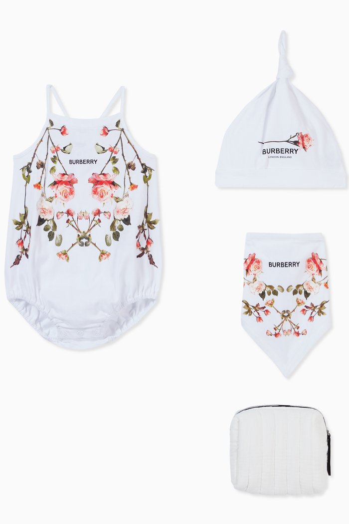 

Three-piece Baby Gift Set with English Rose Print in Cotton, White