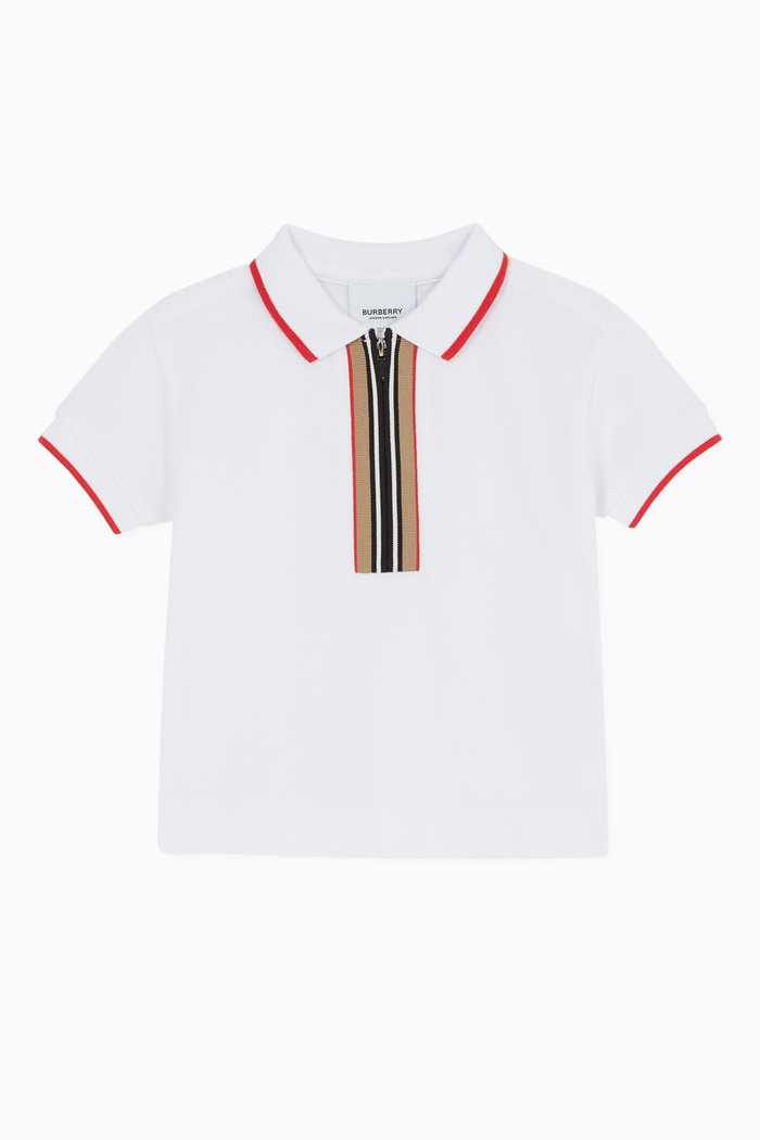Polo Shirt with Icon Stripe Detail in Cotton, White
