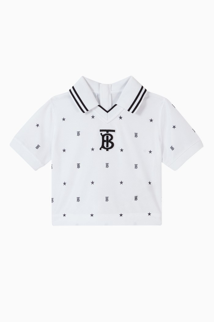 

Star & Monogram Motif Jersey Mesh Polo Shirt, White