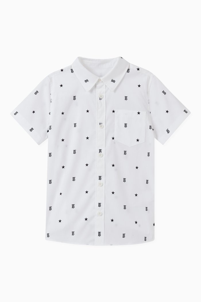 

Shirt in Star & Monogram Motif Stretch Cotton, White
