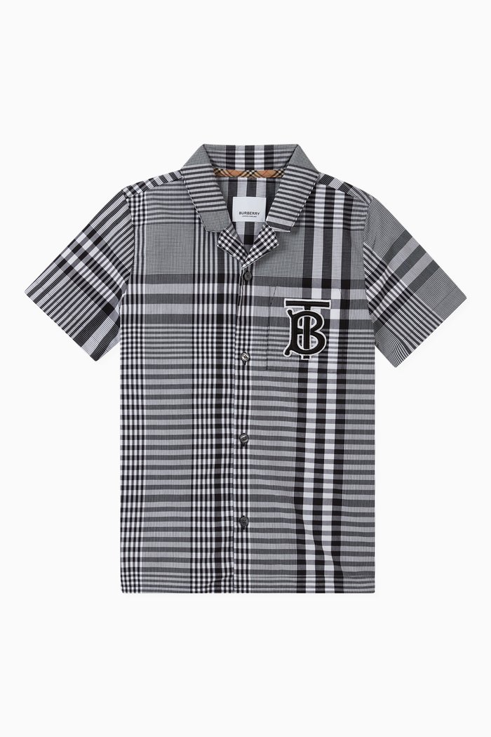 

Monogram Motif Shirt in Check Cotton Poplin, Black