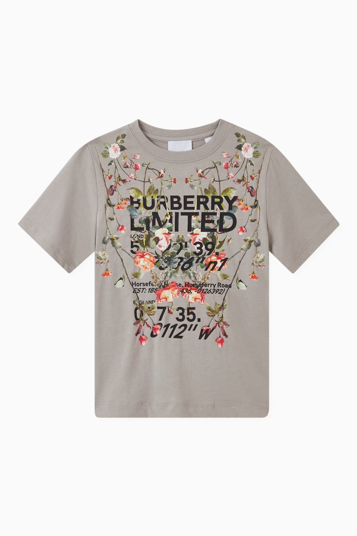 

T-shirt with English Rose & Coordinates in Cotton, Grey