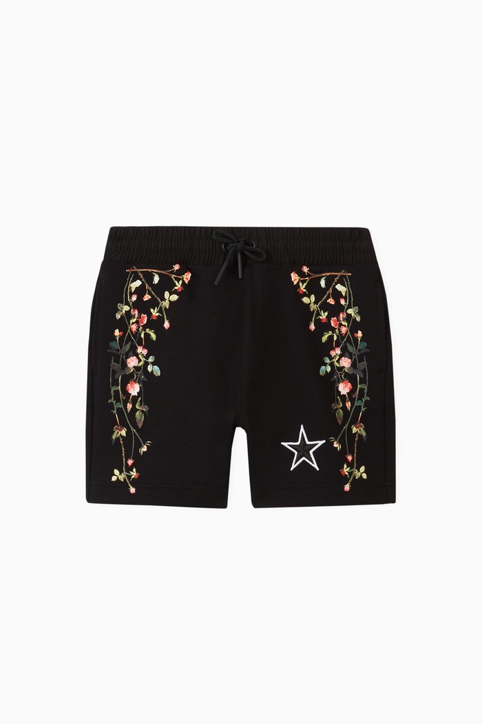 

English Rose Print Shorts in Cotton, Black