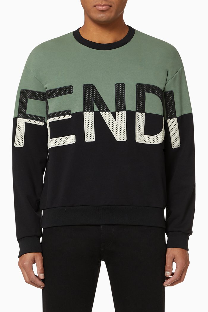 

Mesh Logo Sweatshirt in Cotton Jersey, Black