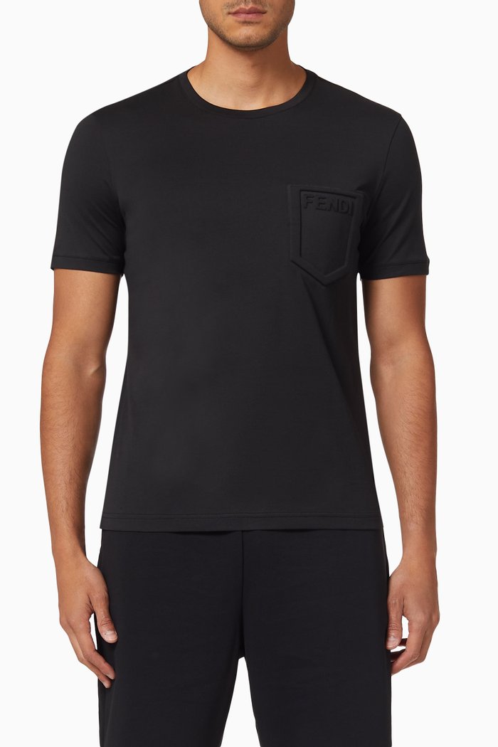 

Trompe-l'œil Logo T-shirt in Cotton, Black