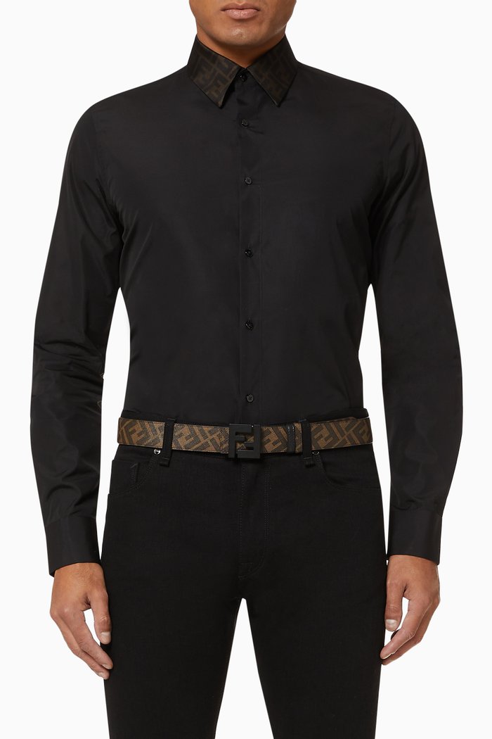 

Monogram Collar Shirt in Cotton, Black
