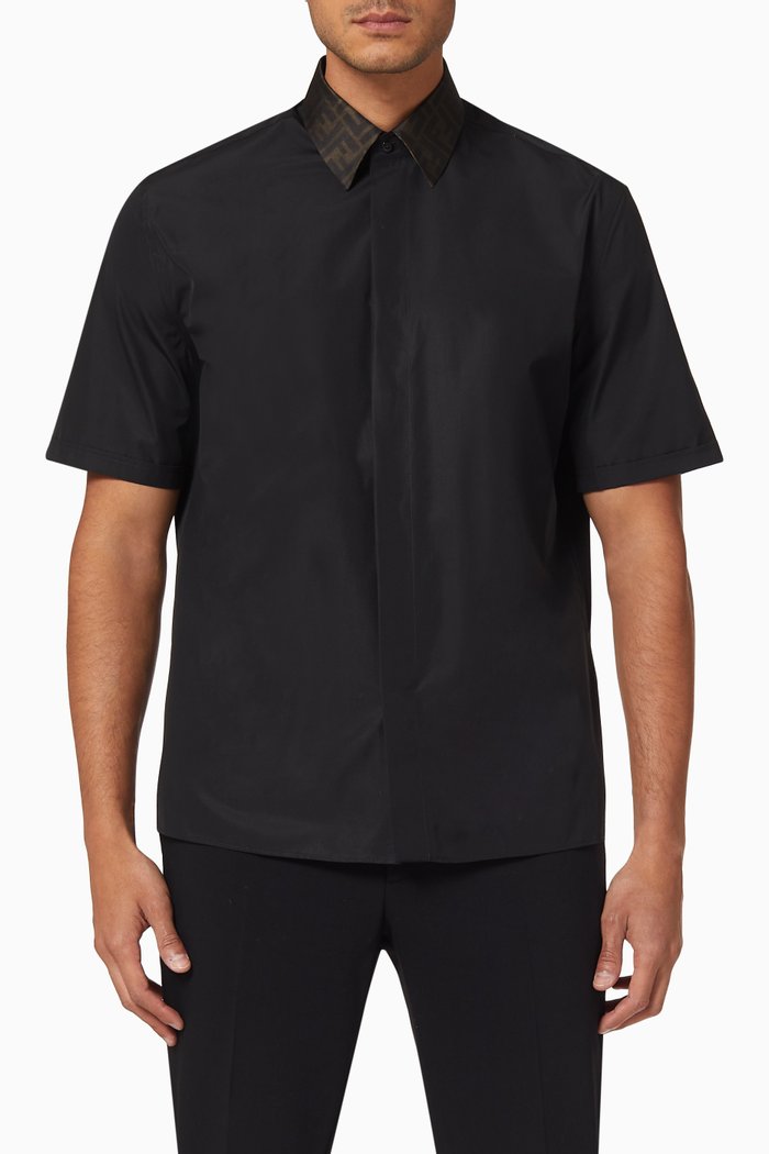 

Monogram Collar Shirt in Cotton, Black