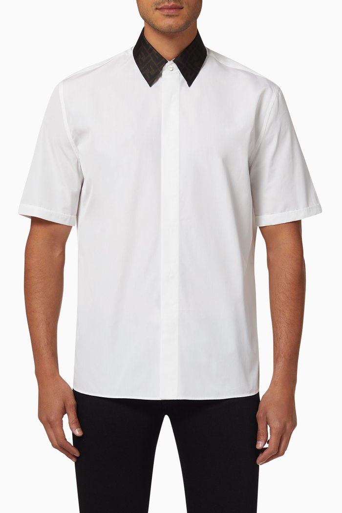 

Monogram Collar Shirt in Cotton, White
