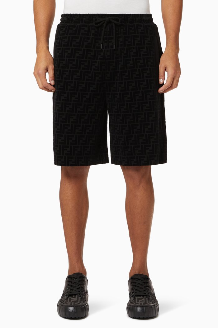 

Flocked Bermudas in FF Cotton Piqué, Black