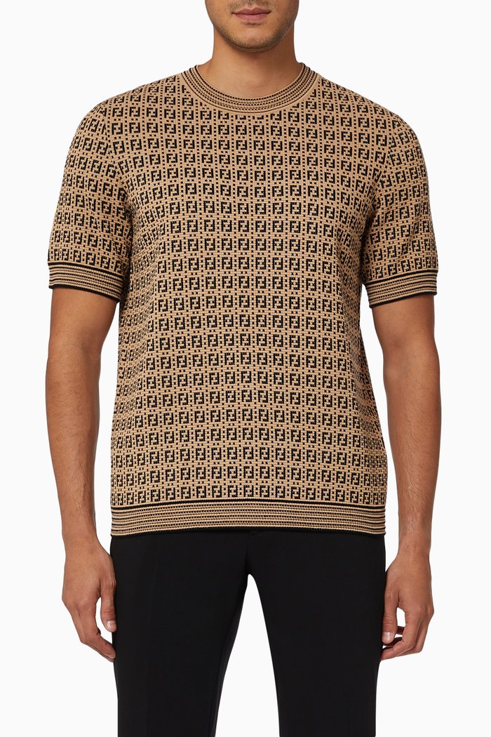 

FF Interlace Sweater in Viscose Knit, Neutral