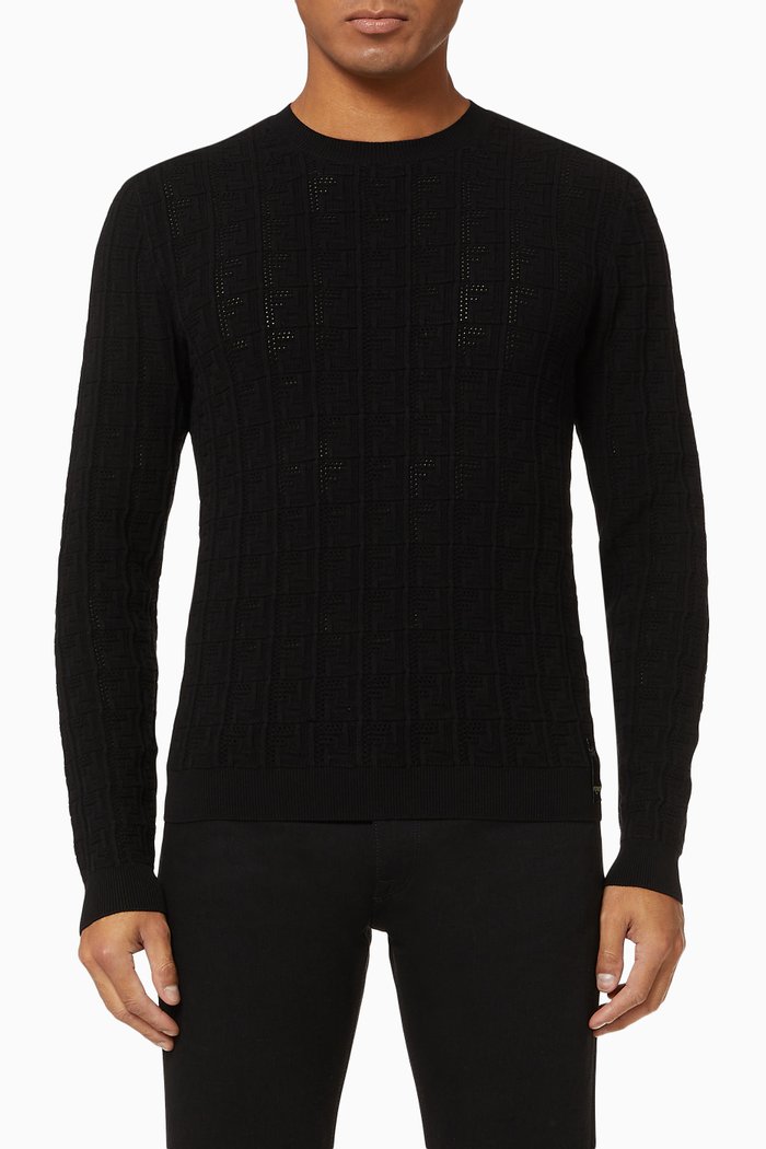 

Hand-embroidered FF Sweater, Black