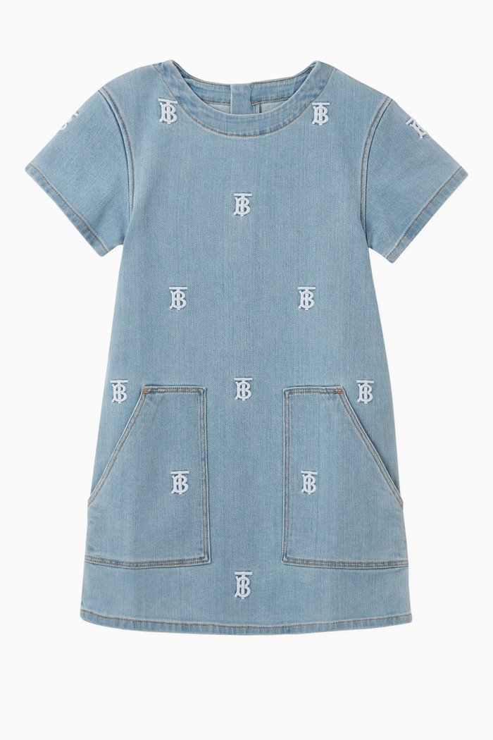 

Monogram Motif Stretch Denim Shift Dress, Blue