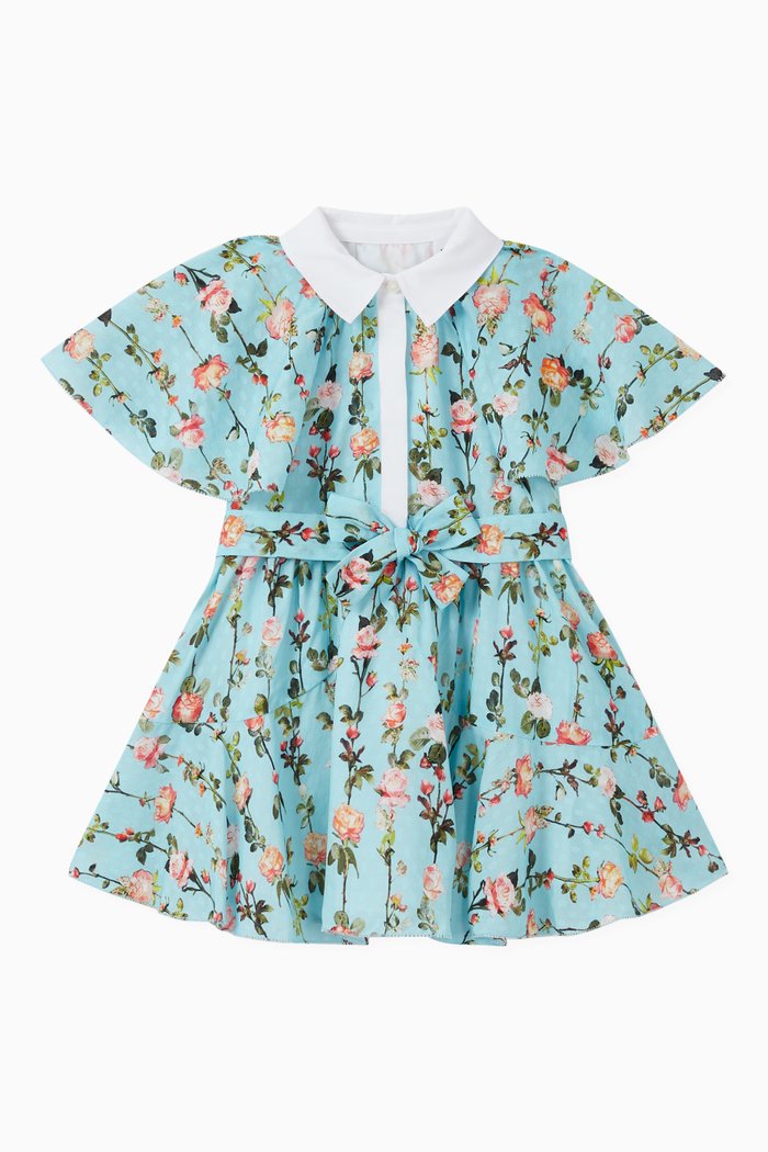 

Dress with Cape Detail in Rose Viscose, Blue