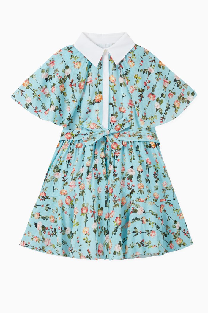 

Dress with Cape Detail in Rose Viscose, Blue