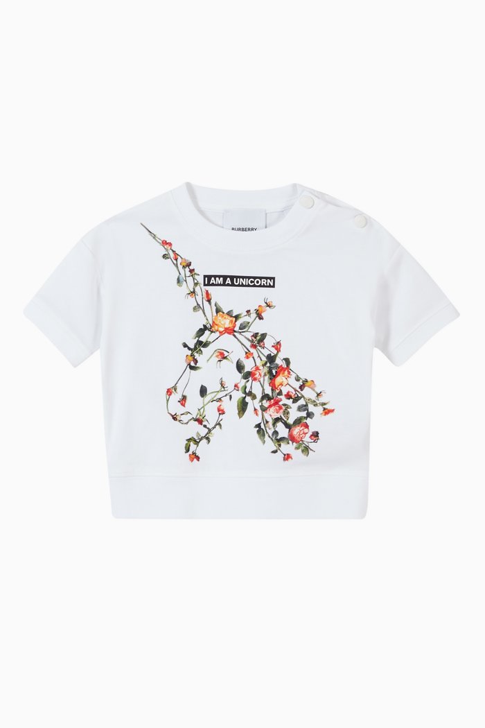

English Rose Print T-shirt in Cotton, White