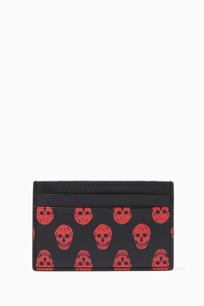 

Biker Skull Card Holder in Leather, Red