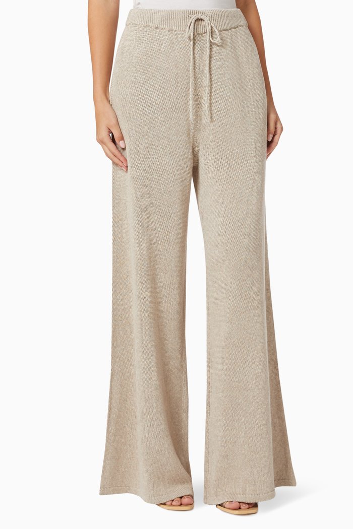 

Elizabeth Palazzo Pants in Linen Cotton Knit, Neutral