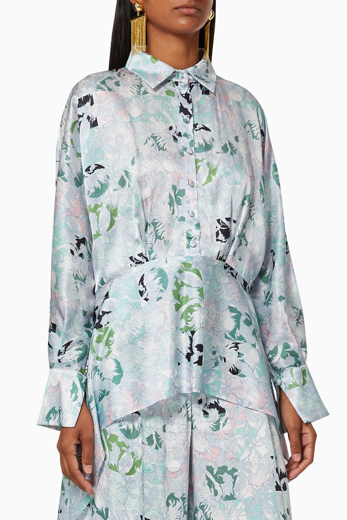 

Floral Geo Foulard Top, Green