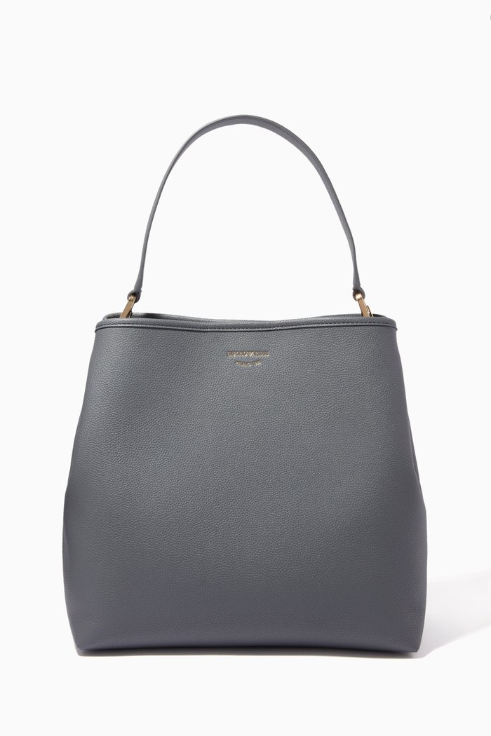 

My EA Large Hobo Bag in Deer-printed Faux Leather, Grey