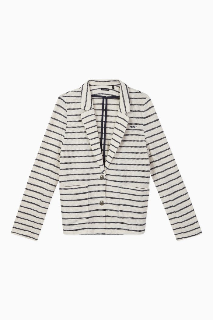 

Striped Knit Cardigan, White