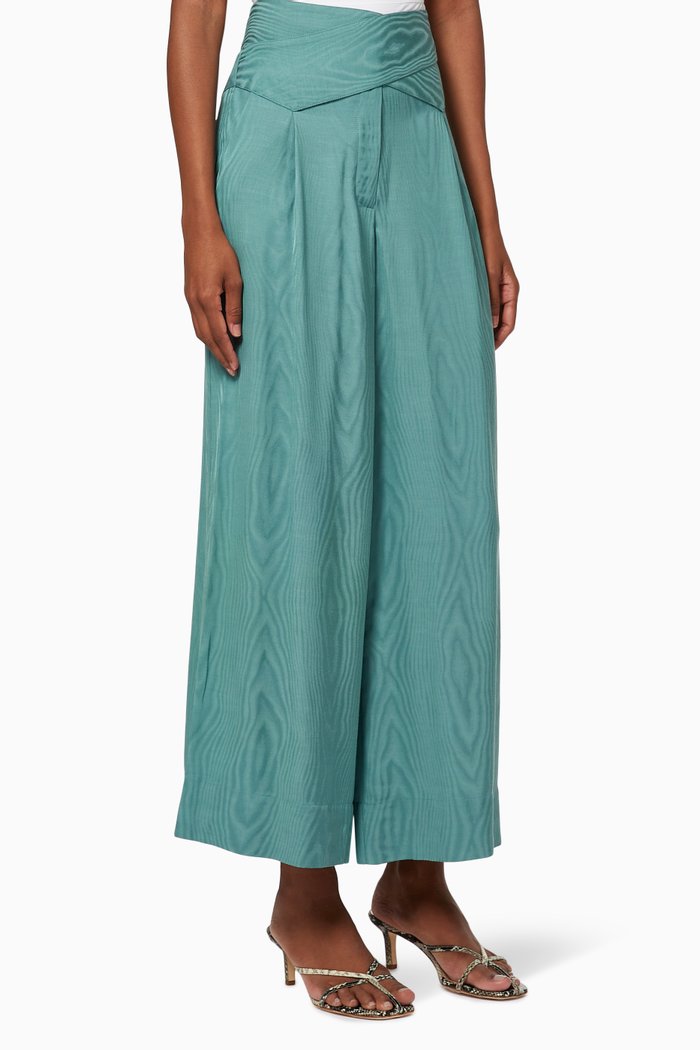 

Moire Jacquard Wrap Culottes, Green
