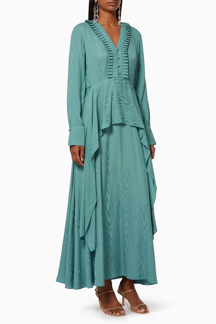 

Moiré Foulard Dress, Green