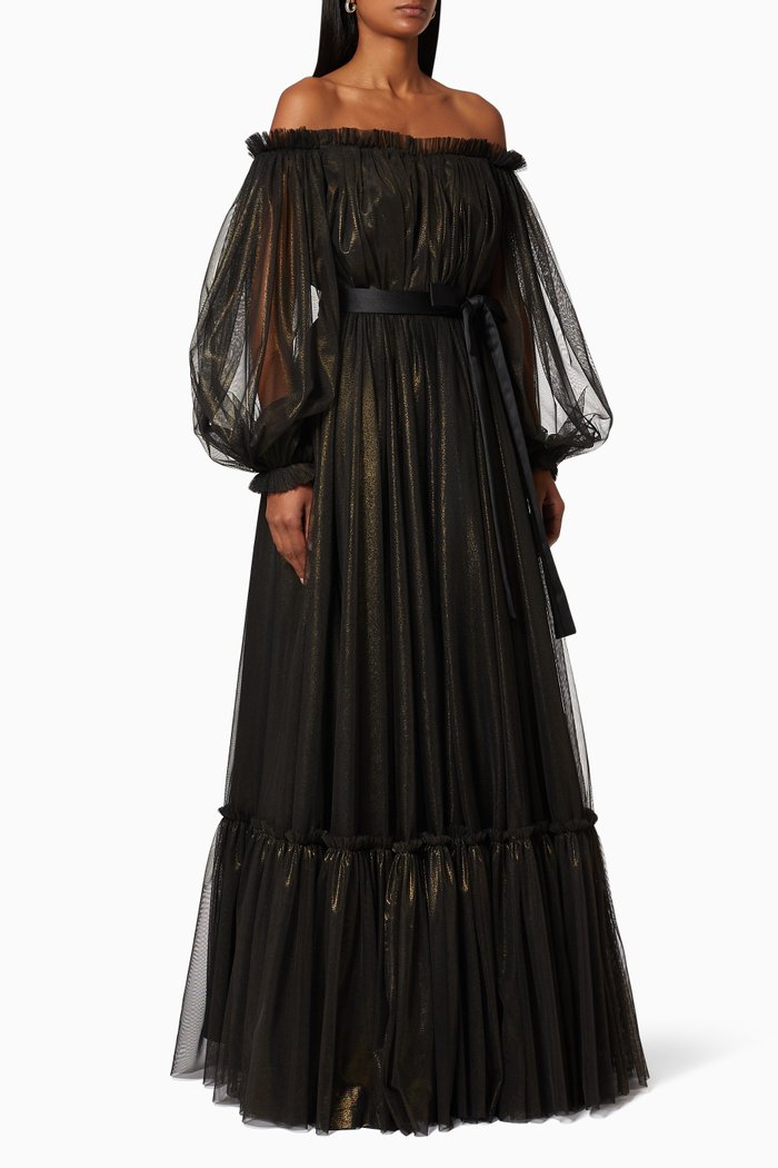 

Tiered Frill Dress, Black