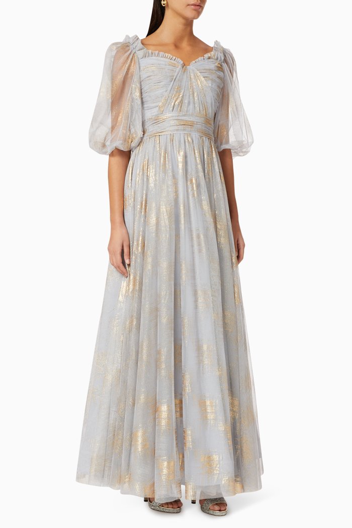 

Draped Tulle Dress, Silver