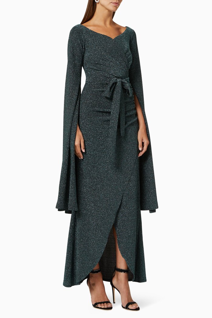 Shimmer Wrap Dress, Blue