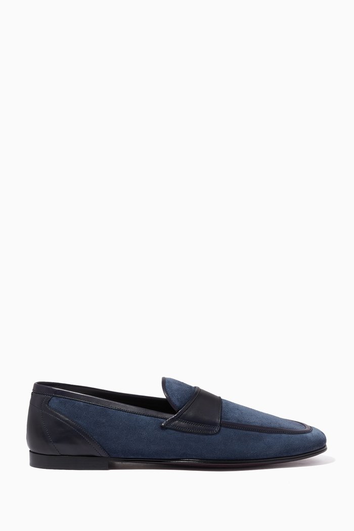 

Loafers in Suede and Leather, Blue