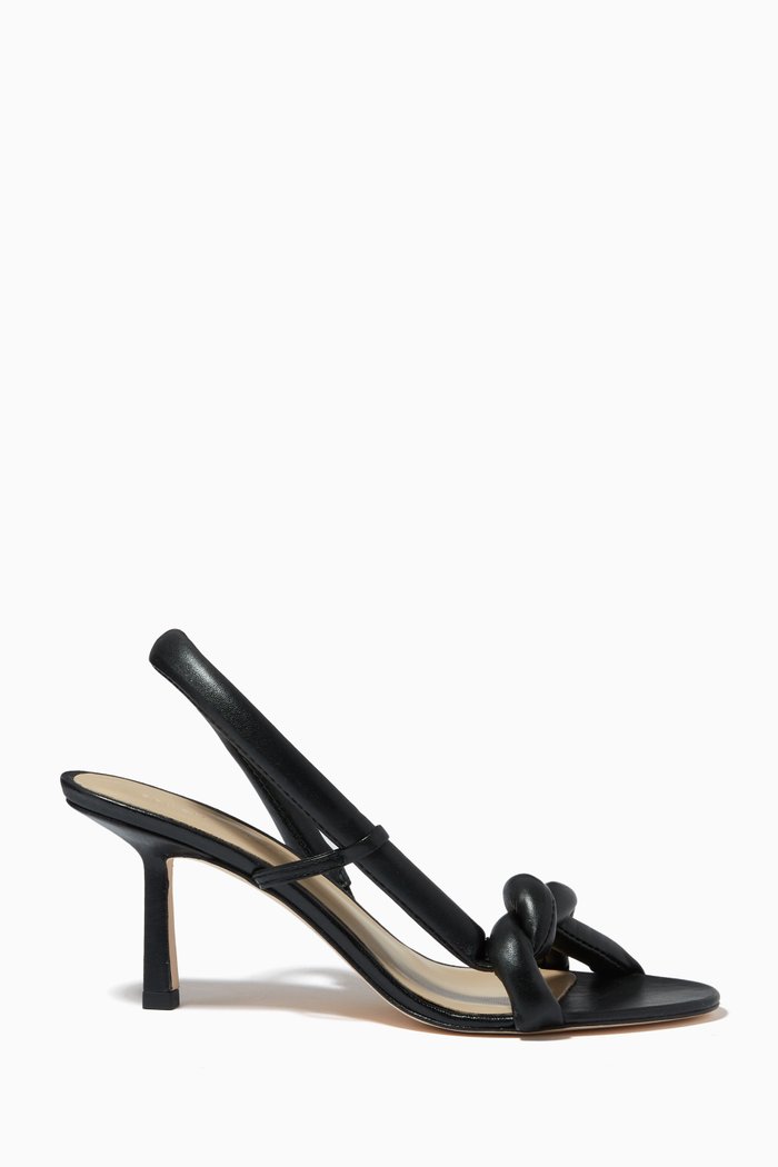 

Tubular Pretzel Heel Sandals in Leather, Black