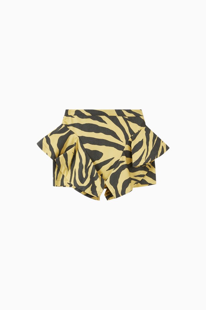 

Ruffled Trim Zebra Skirt, Yellow