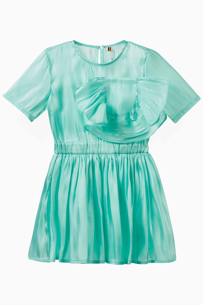 

Ruffled Pocket Dress, Green