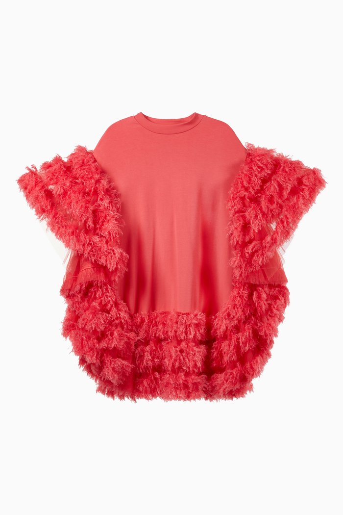 

Ruffled Cape Dress, Pink