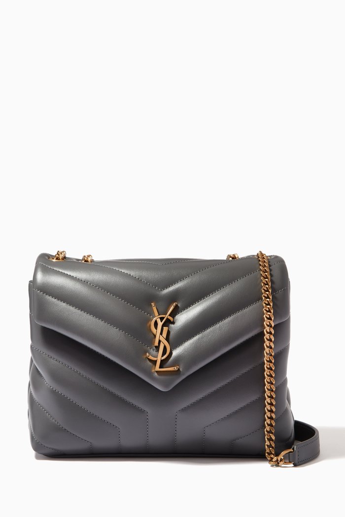 

Small Loulou Bag in "Y" Matelassé Leather, Grey