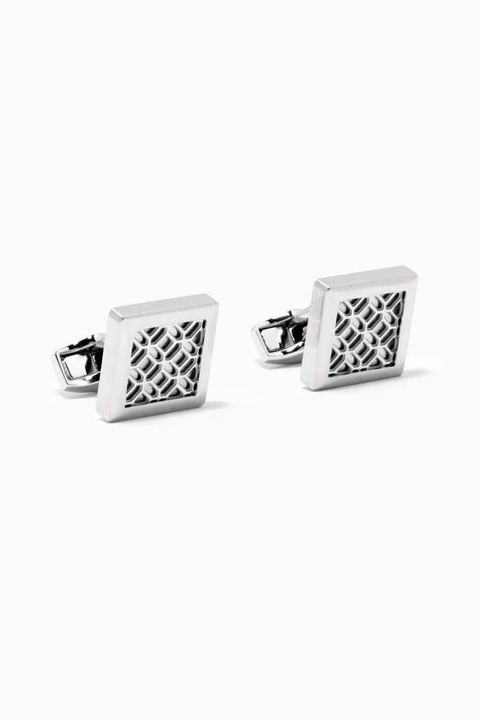 

Square Cufflinks in White Bronze Plating, Silver