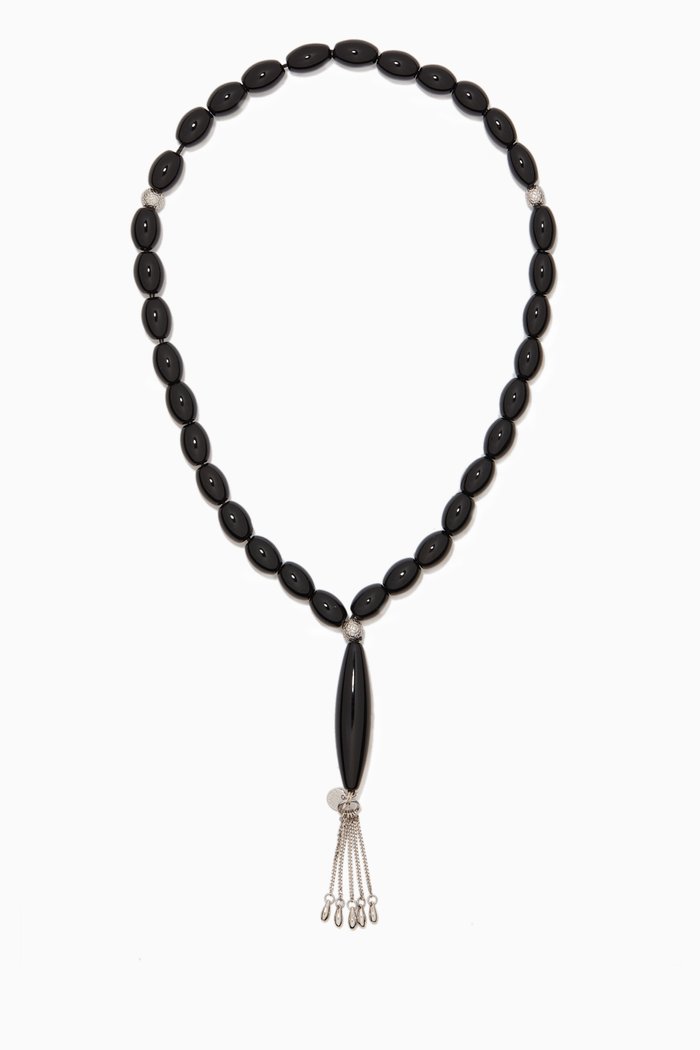 

Oval Worry Beads in Onyx & Sterling Silver, Black