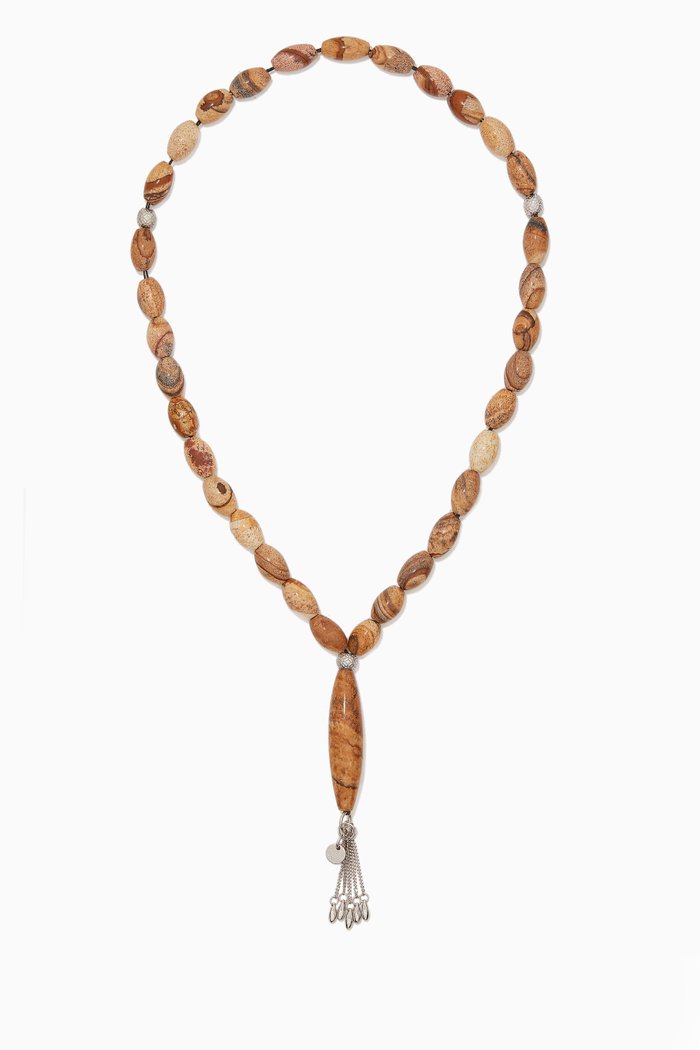 

Oval Worry Beads in Jasper in Sterling Silver, Brown