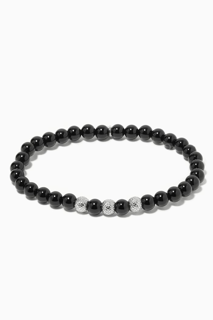 

Beaded Bracelet in Onyx & Sterling Silver, Black