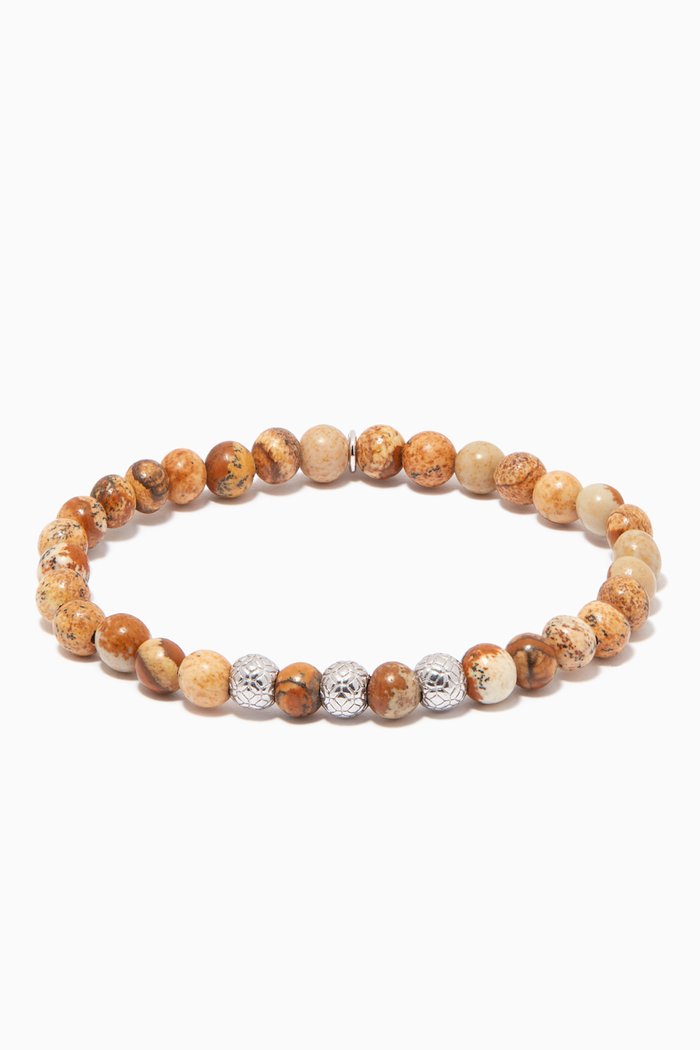 

Beaded Bracelet in Jasper & Sterling Silver, Brown