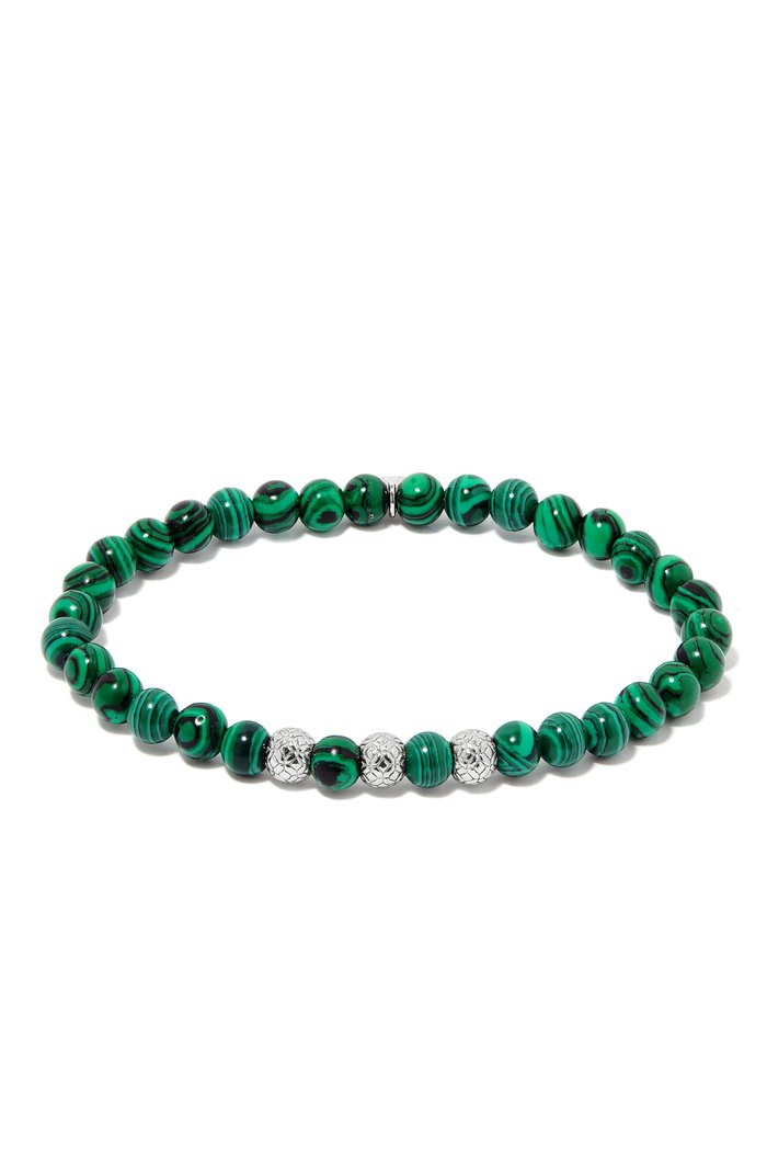 

Beaded Bracelet in Malachite & Sterling Silver, Green
