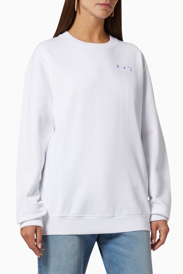 

Flower Arrows Sweatshirt in Cotton, White