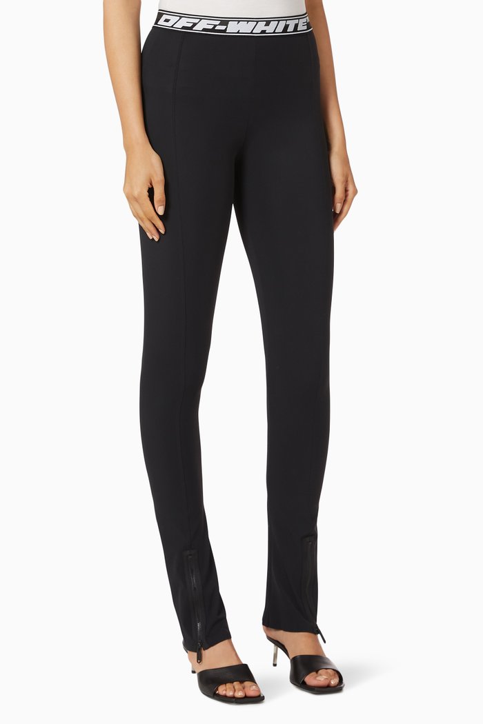 

Logo Band Active Leggings in Technical Fabric, Black
