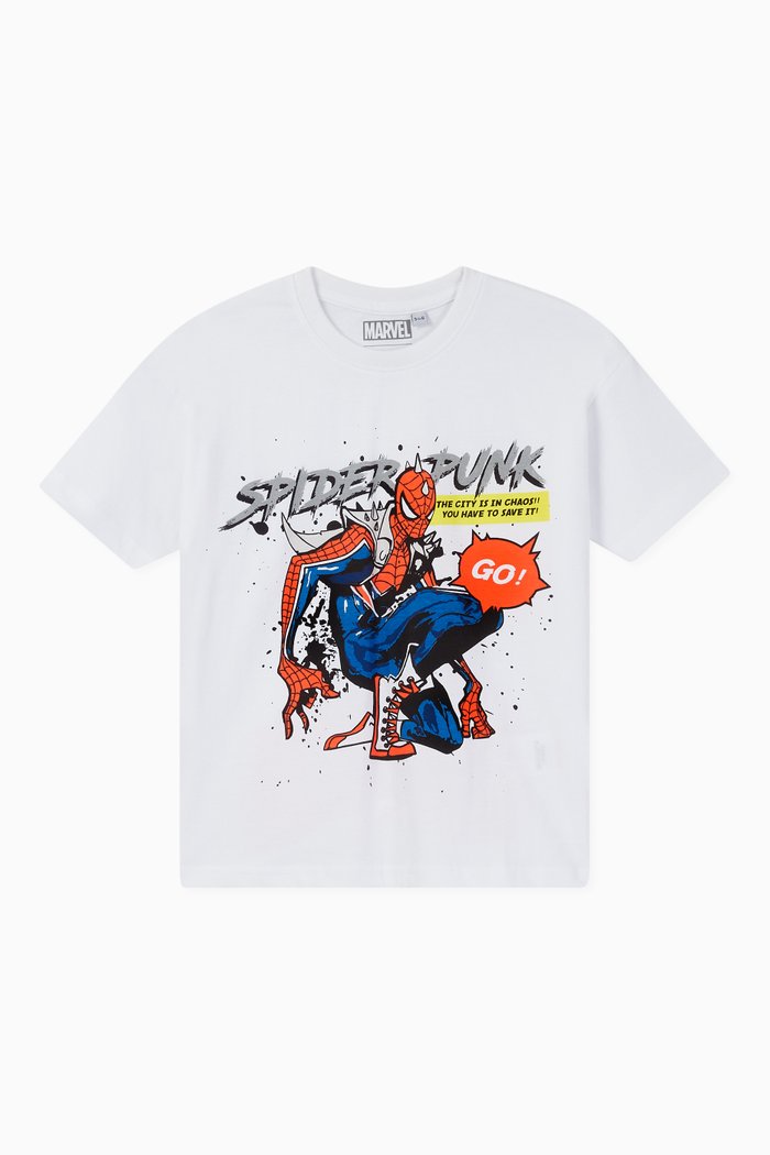 

Oversized Spider Punk T-shirt in Jersey, White
