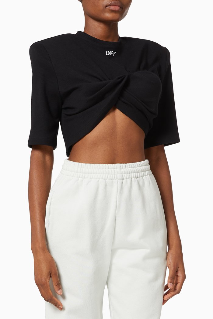 

Draped Bra T-shirt in Cotton, Black