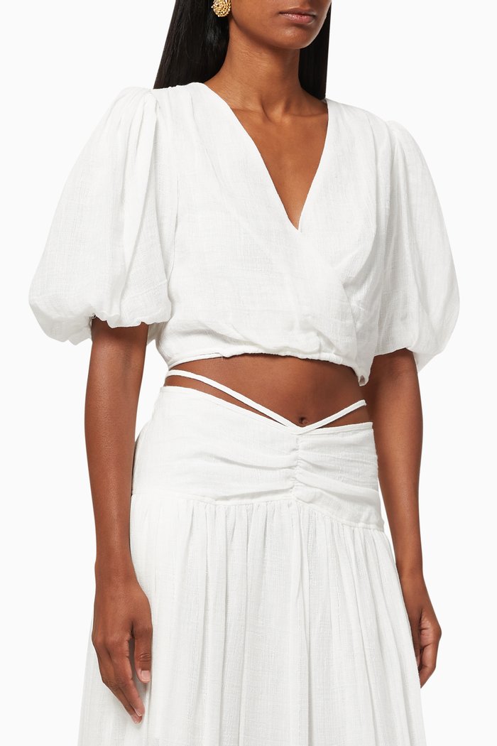 

Luz Crop Top in Cotton Linen, White